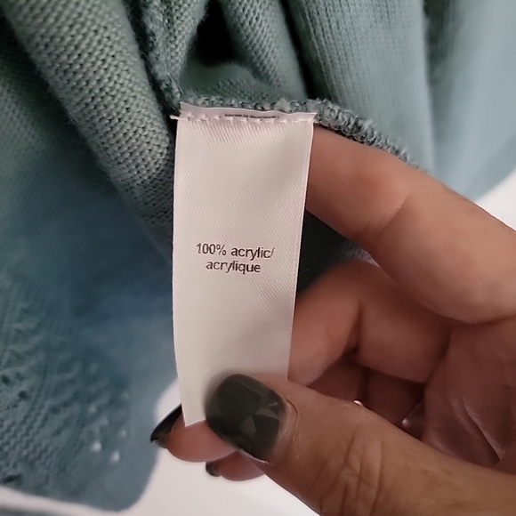 Maurices Size XL Open Cardigan Light Green Pointelle Stitch Detail Back Long Slv - Picture 8 of 12